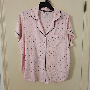 Joy Lab Pink Polka Dot Pajama Set Top Shorts 2X Plus Size